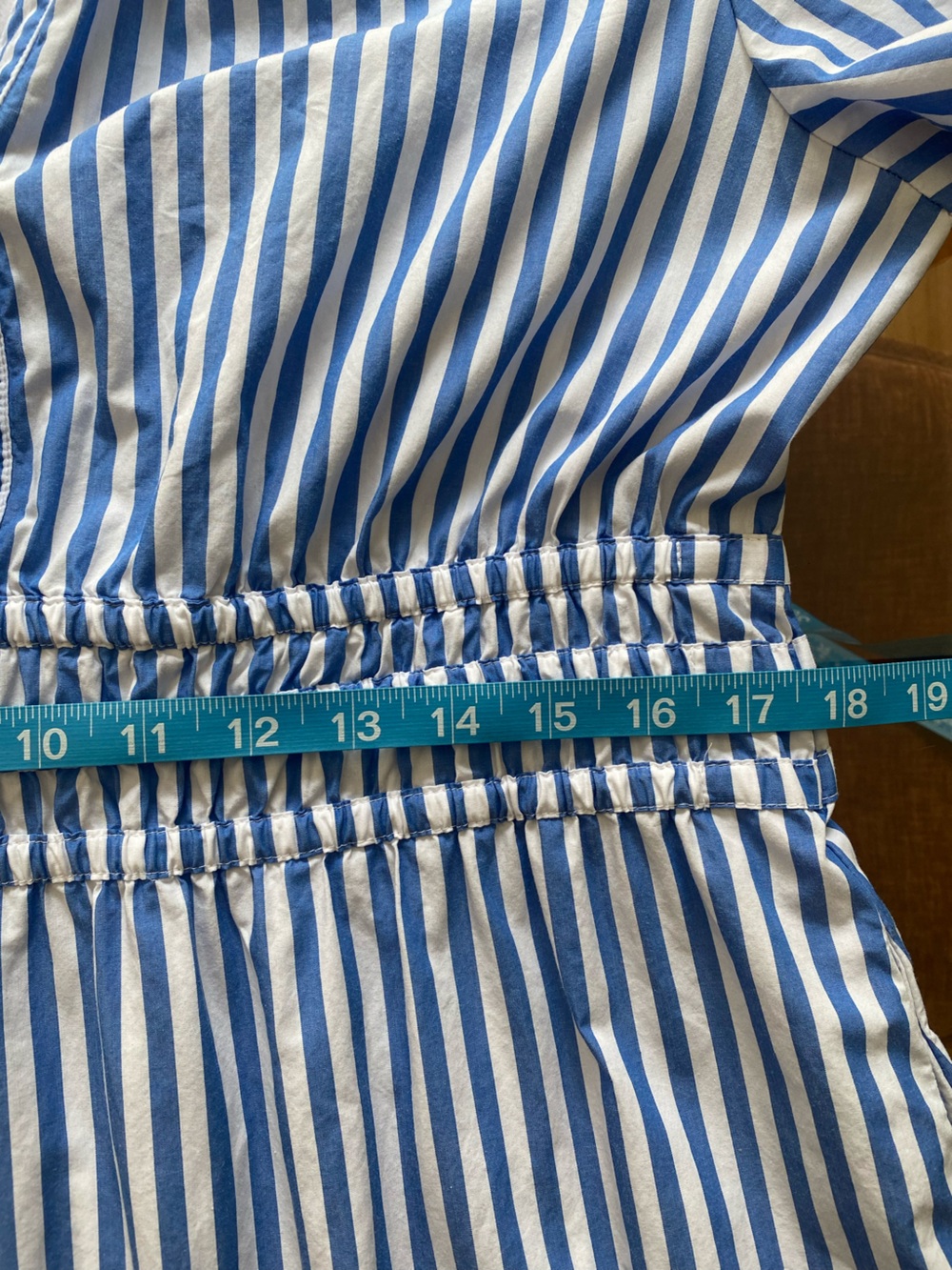 Quince Blue White Azure Stripe Organic Cotton Poplin Tiered Maxi Dress Large - Picture 13 of 16